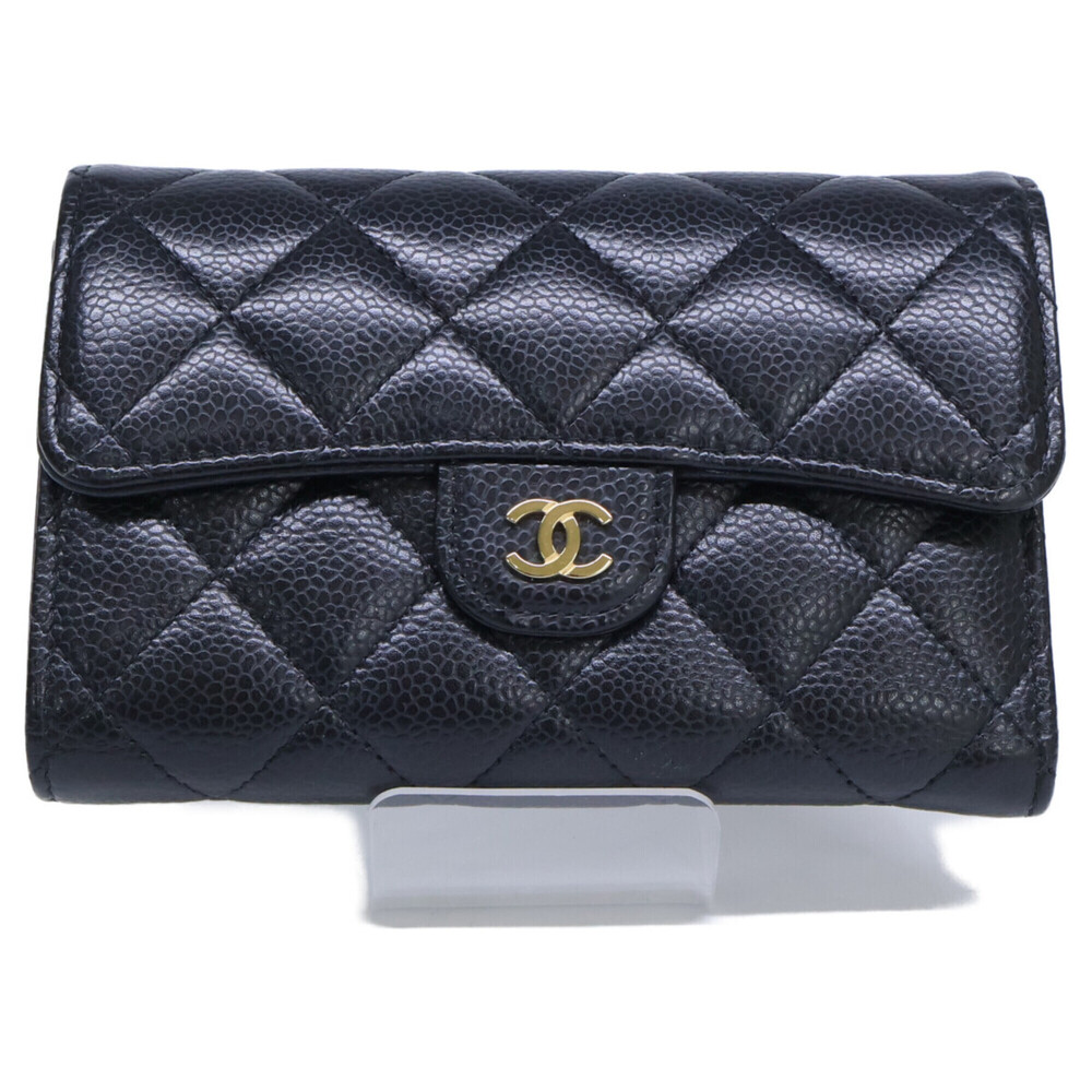 CHANEL AP0232 Caviar Skin Matelassé Medium Flap Wallet, Tri-fold Wallet (with...